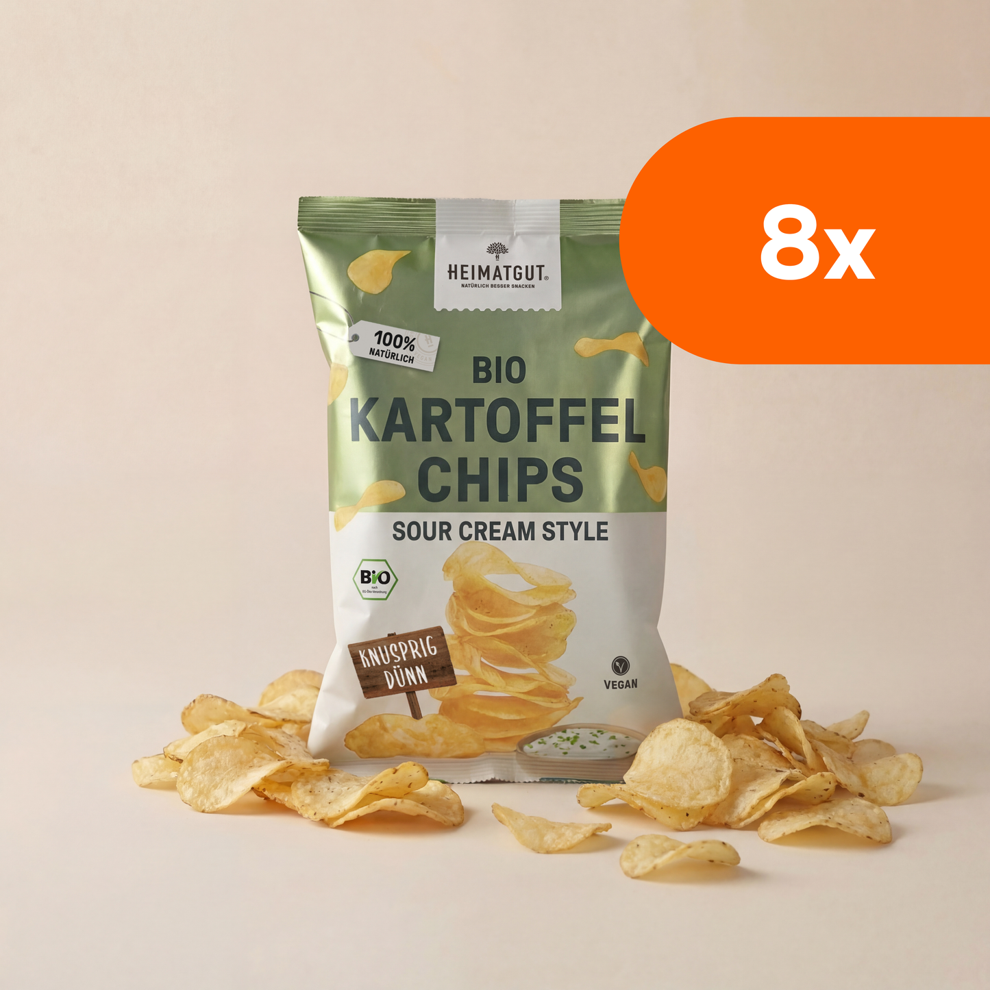 Bio Kartoffelchips Sour Cream Style - Heimatgut® 100% Natürliche Snacks – Bio, Vegan, Frei von Zusatzstoffen