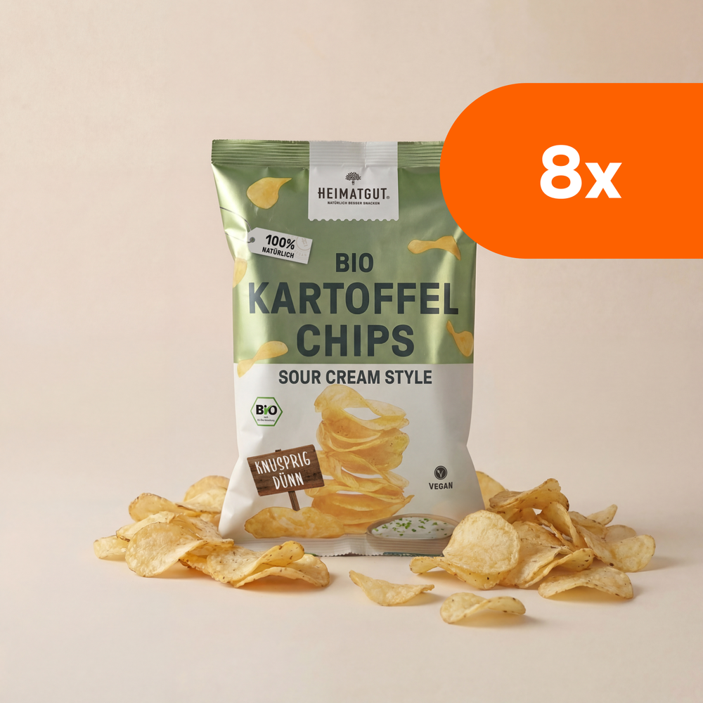 Bio Kartoffelchips Sour Cream Style - Heimatgut® 100% Natürliche Snacks – Bio, Vegan, Frei von Zusatzstoffen