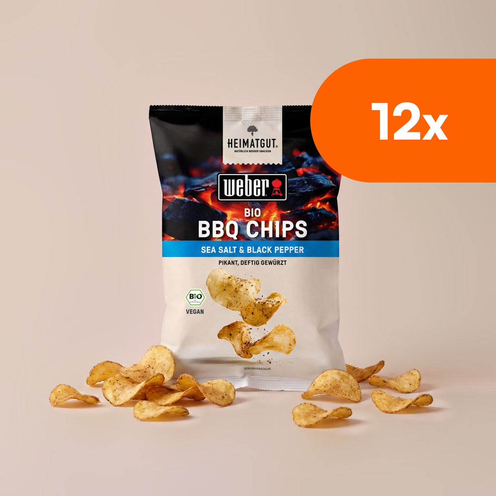 WEBER BIO Kartoffel Chips Salt & Pepper - Heimatgut® 100% Natürliche Snacks – Bio, Vegan, Frei von Zusatzstoffen