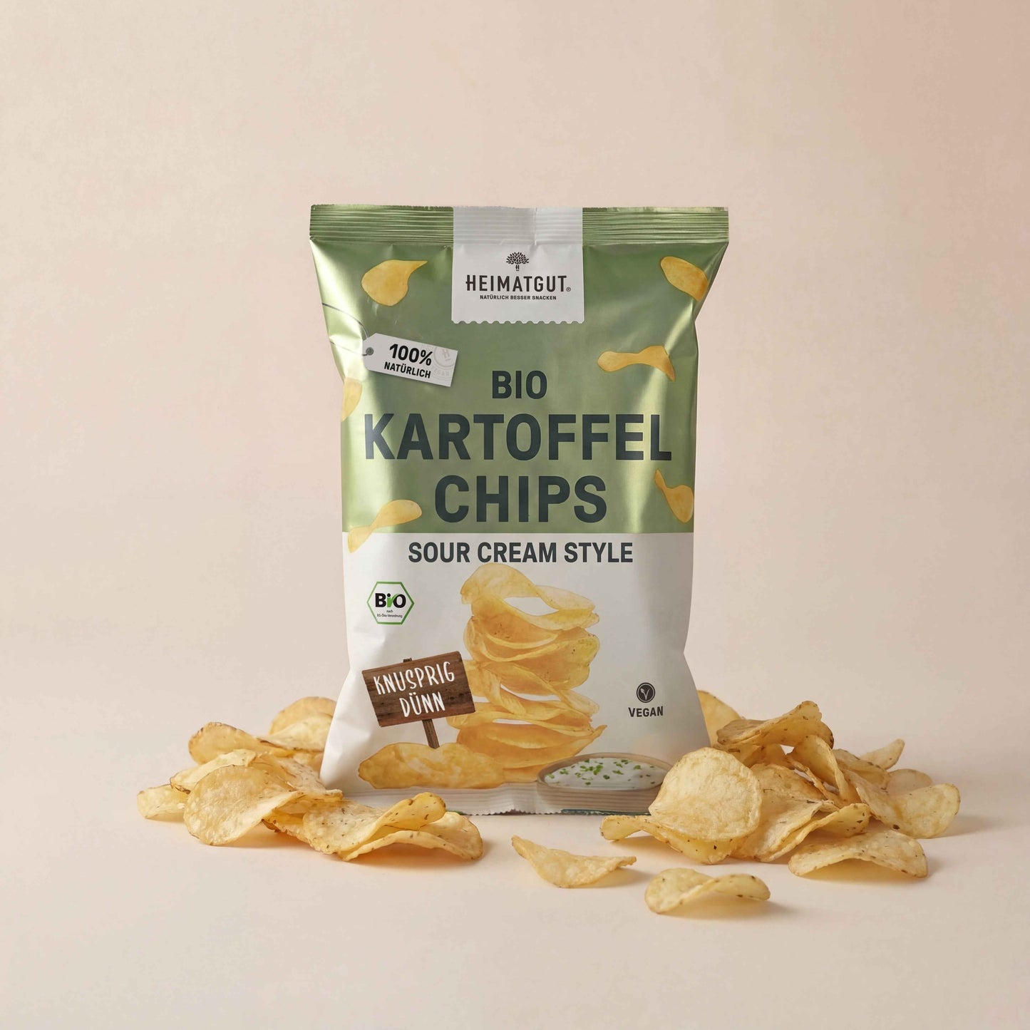 Bio Kartoffelchips Sour Cream Style - Heimatgut® 100% Natürliche Snacks – Bio, Vegan, Frei von Zusatzstoffen