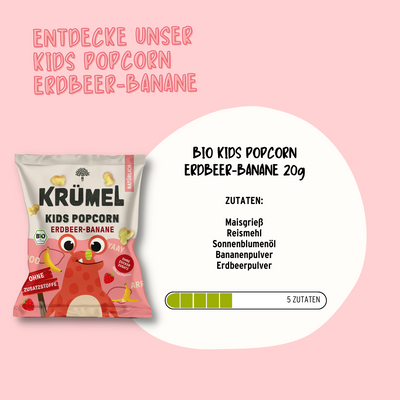 Bio Kids Popcorn Erdbeere & Banane - MHD: 08.05.24