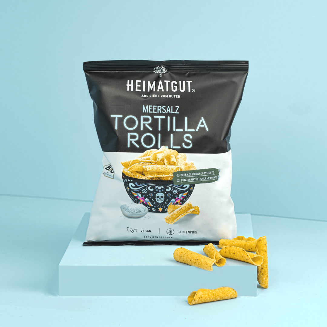BIO Tortilla Rolls Meersalz - Heimatgut® 100% Natürliche Snacks – Bio, Vegan, Frei von Zusatzstoffen