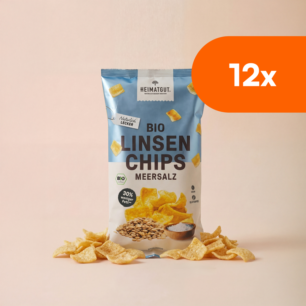 Bio Linsen Chips Meersalz 75g von Heimatgut, fünf Zutaten