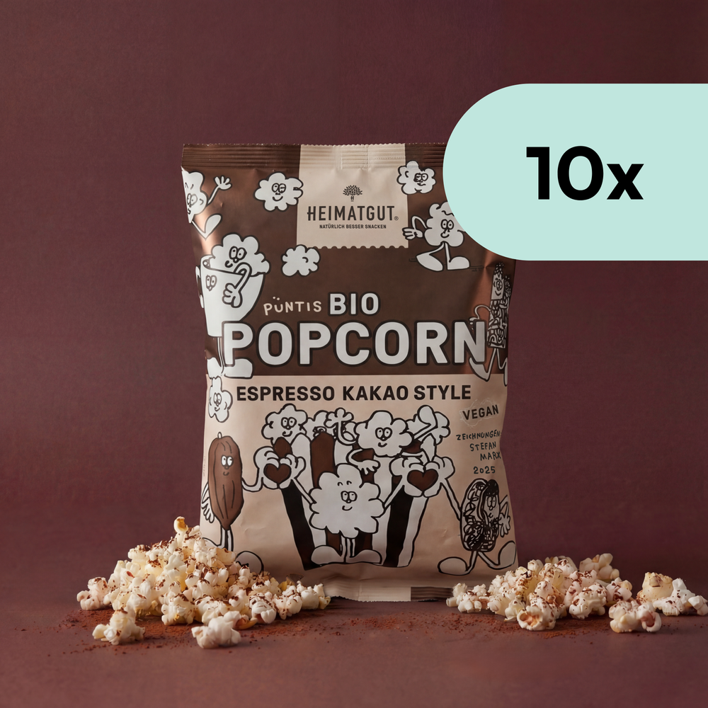 Tüte Püntis Bio Popcorn Espresso Kakao Style von Heimatgut