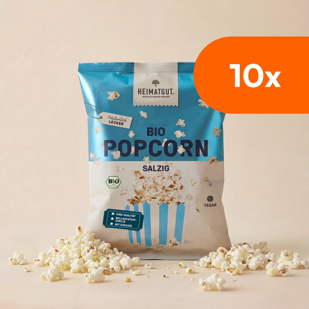 Bio Popcorn Salzig 60g von Heimatgut, gepoppt in Bio-Kokosöl