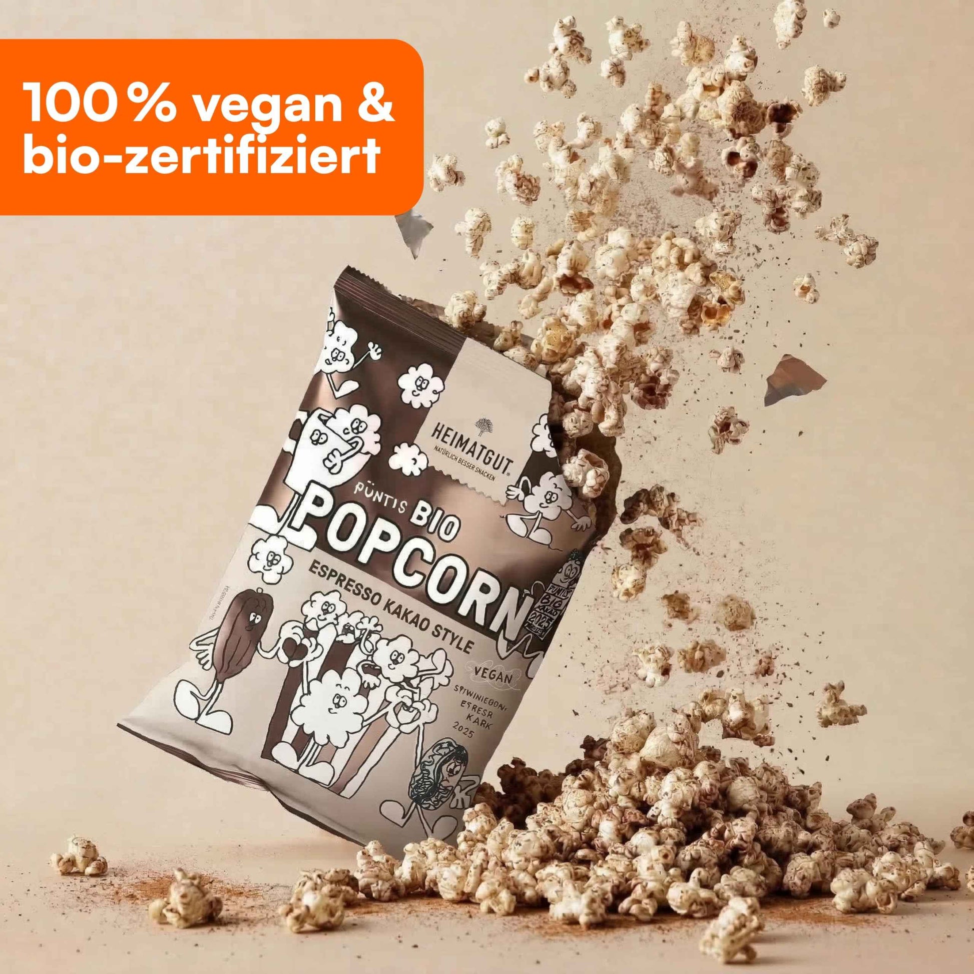 Bio Popcorn Espresso Kakao Style mit echtem Kakao und Kaffeeextrakt