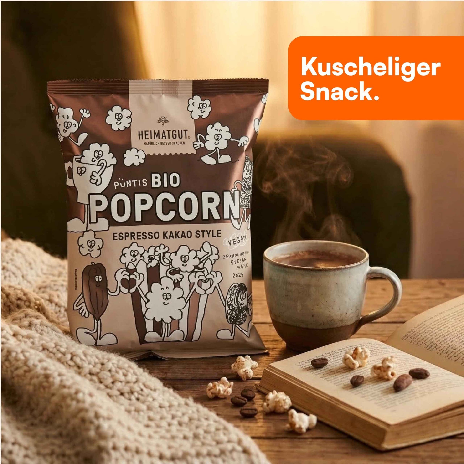 Bio Popcorn Espresso Kakao Style als Snack zum Kaffee