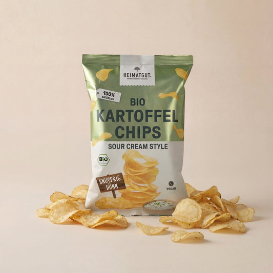 Bio Kartoffelchips Sour Cream Style - Heimatgut® 100% Natürliche Snacks – Bio, Vegan, Frei von Zusatzstoffen