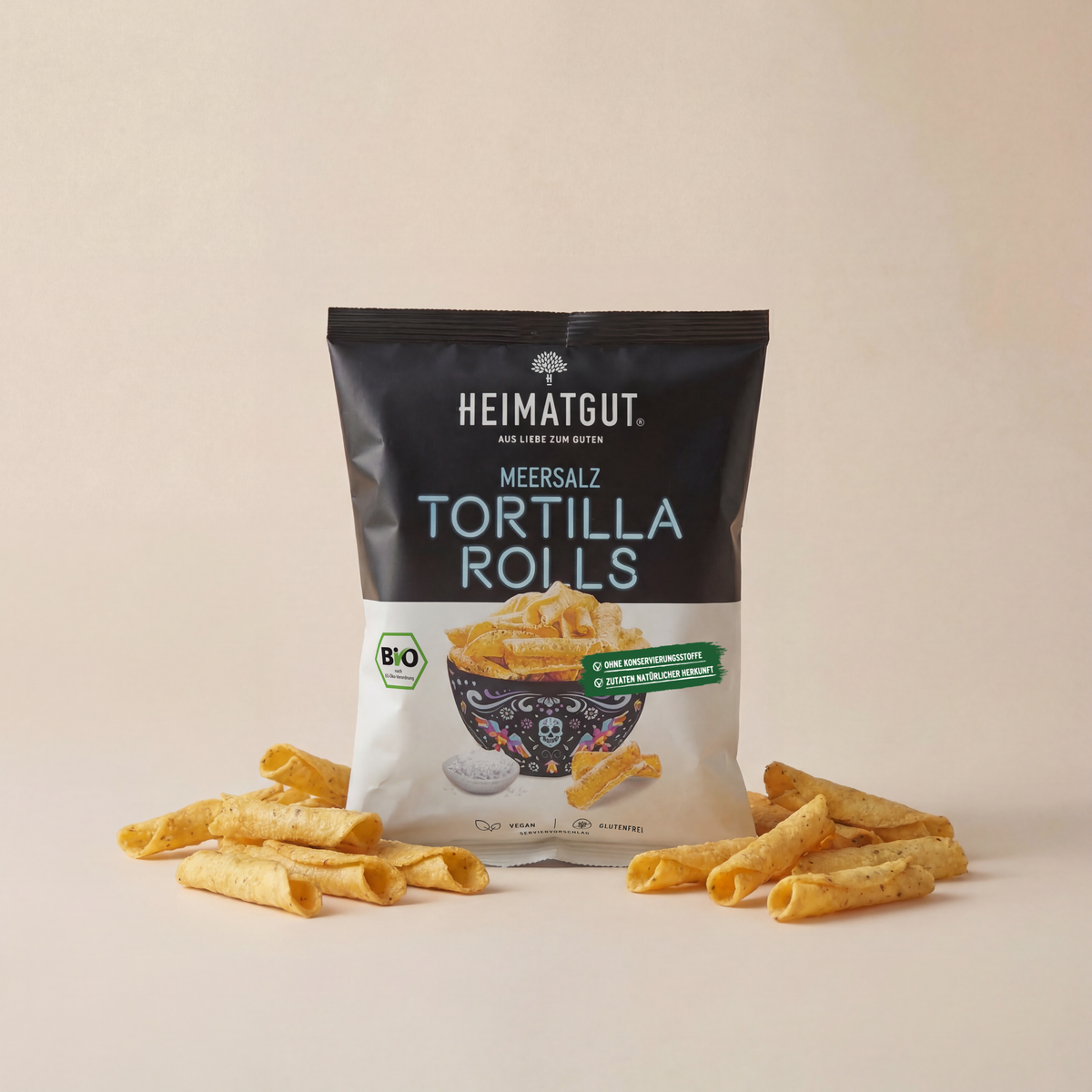 Bio Tortilla Rolls Meersalz, gerollte Chips aus Bio-Mais