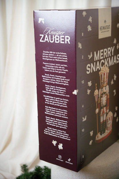 Heimatgut Adventskalender 2026 Seitenansicht mit Gedicht „Knusper Zauber“