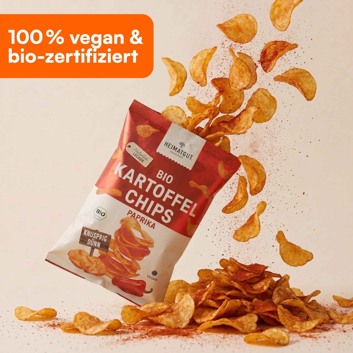Bio Kartoffelchips Paprika mit 61 % Bio-Kartoffeln