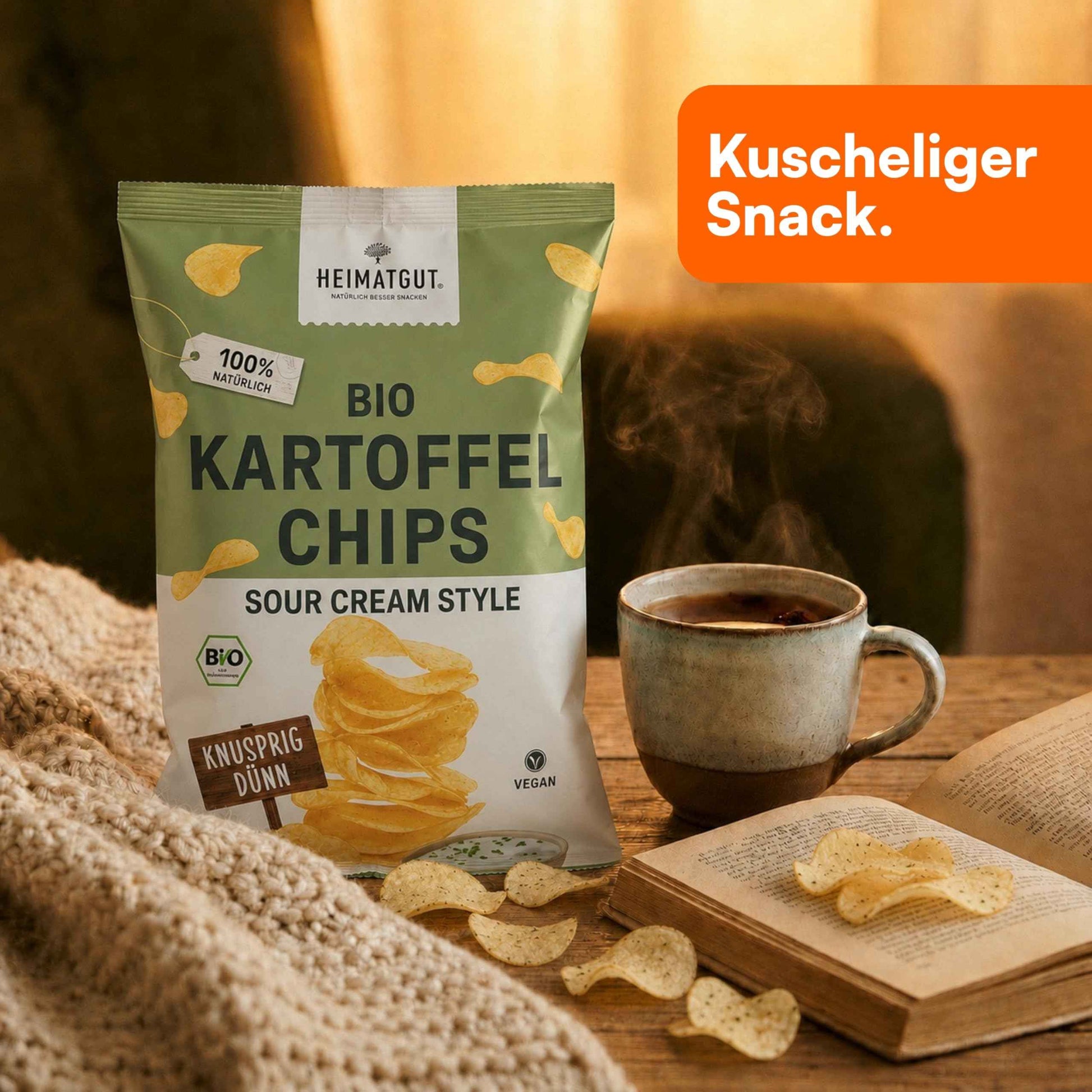 Bio Kartoffelchips Sour Cream Style als Snack, glutenfrei und vegan