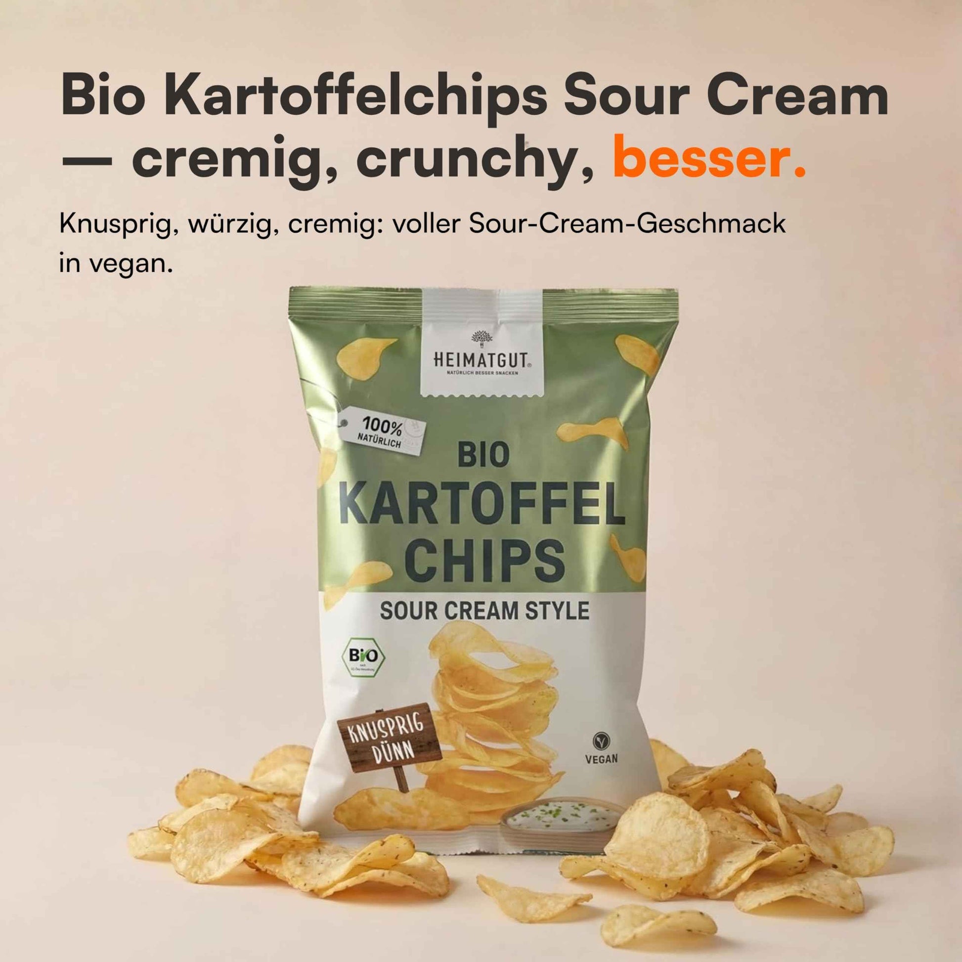Tüte Bio Kartoffelchips Sour Cream Style 125g von Heimatgut