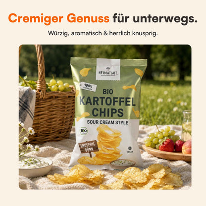 Bio Kartoffelchips Sour Cream Style 125g, vegane Rezeptur