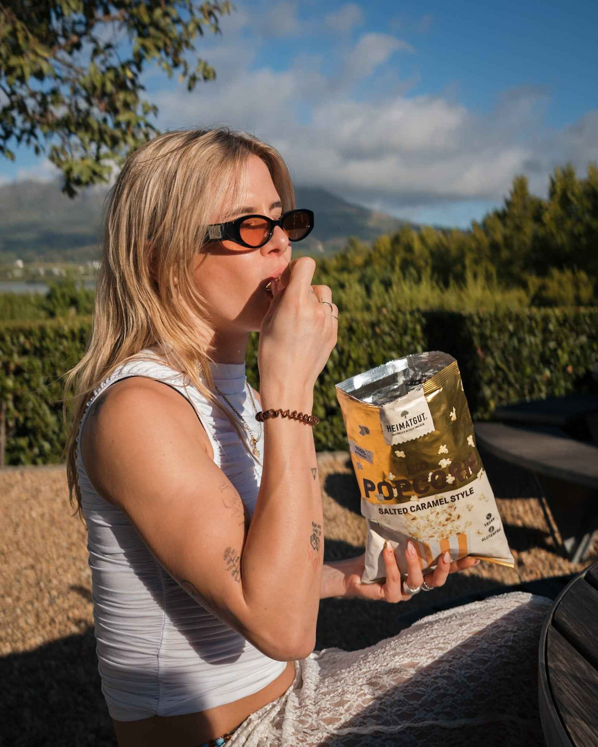Bio Popcorn Salted Caramel Style, gepoppter Mais mit Karamellüberzug