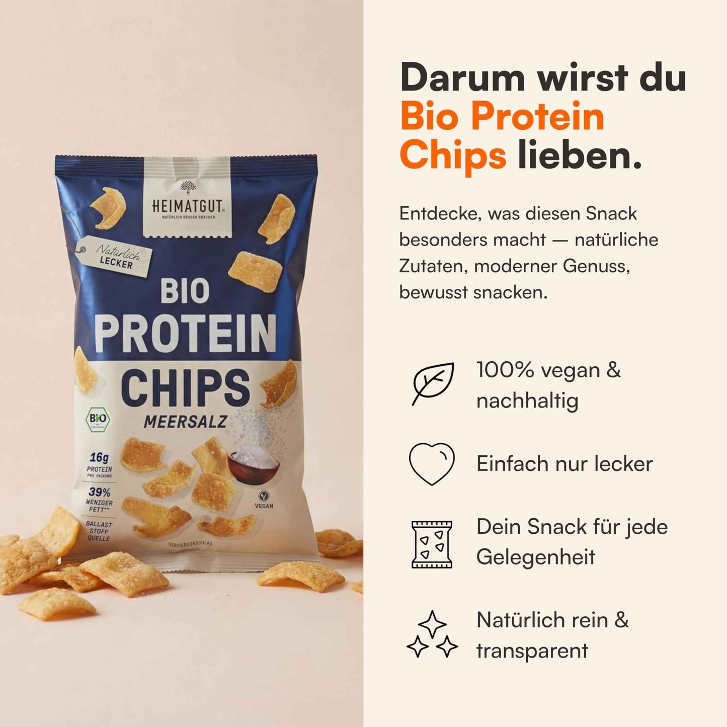 Bio Protein Chips Meersalz als Snack nach dem Training