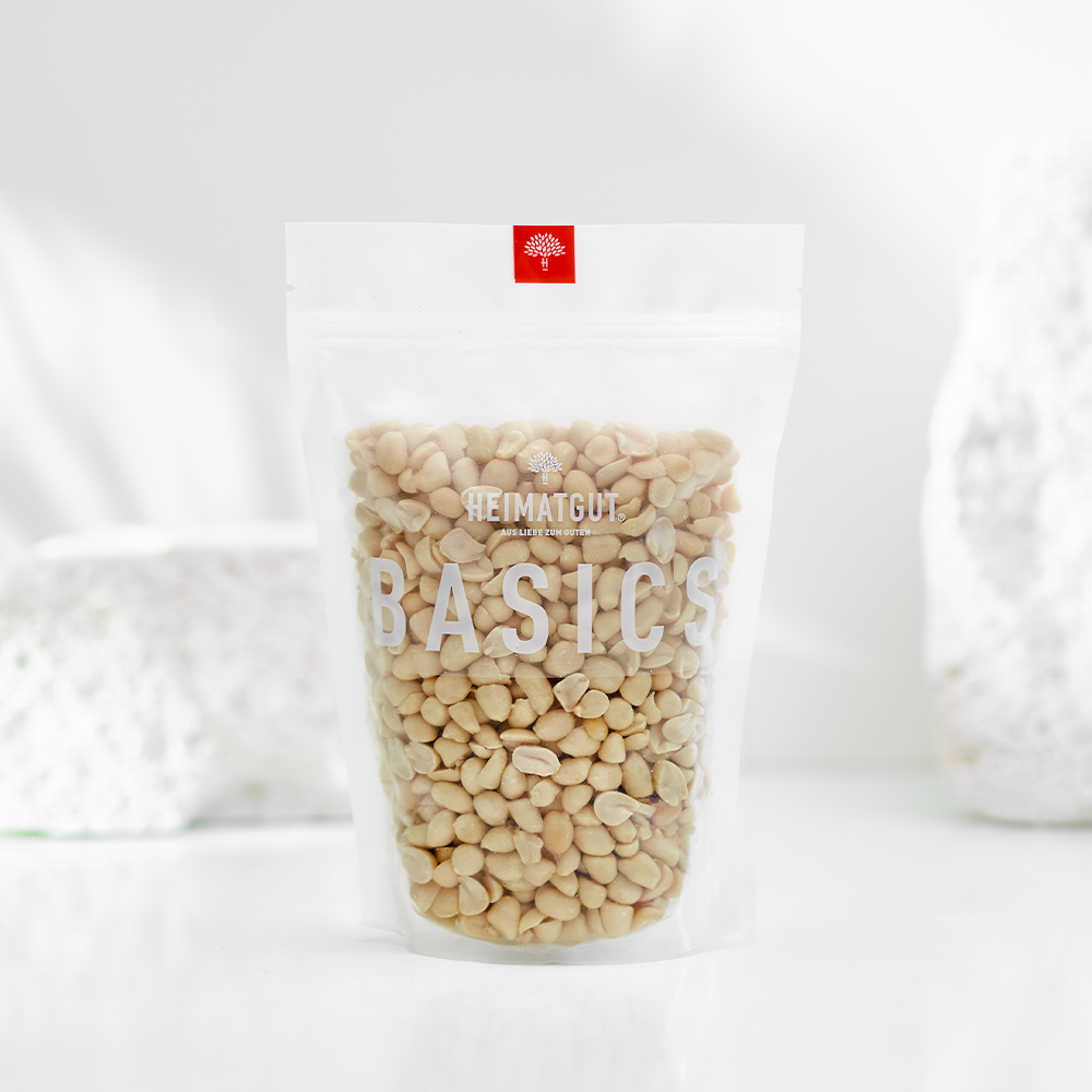 Heimatgut Basics Bio Erdnusskerne in einer recyclebaren Vorratspackung Erdnuss Erdnüsse 