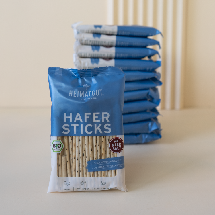 Bio Hafer Sticks - Heimatgut® Endlich besser Snacken! Immer Bio. Immer Vegan. Immer natürlich, Niemals künstlich.