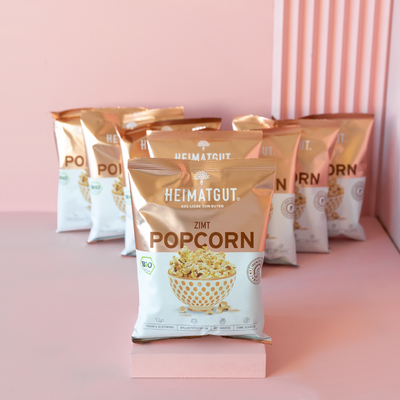 Bio Popcorn Zimt klein - Heimatgut® Endlich besser Snacken! Immer Bio. Immer Vegan. Immer natürlich, Niemals künstlich.