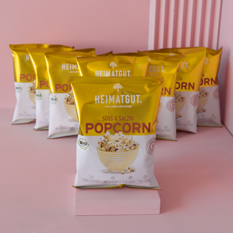 Bio Popcorn Süß-Salzig klein - Heimatgut® Endlich besser Snacken! Immer Bio. Immer Vegan. Immer natürlich, Niemals künstlich.
