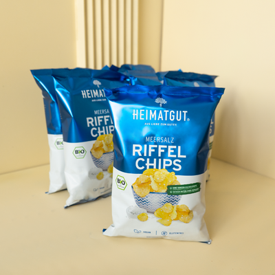 Bio Riffel Chips Meersalz - Heimatgut® Endlich besser Snacken! Immer Bio. Immer Vegan. Immer natürlich, Niemals künstlich.