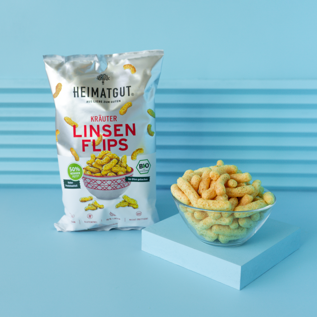 Bio Linsen Flips Kräuter - Heimatgut® Endlich besser Snacken! Immer Bio. Immer Vegan. Immer natürlich, Niemals künstlich.