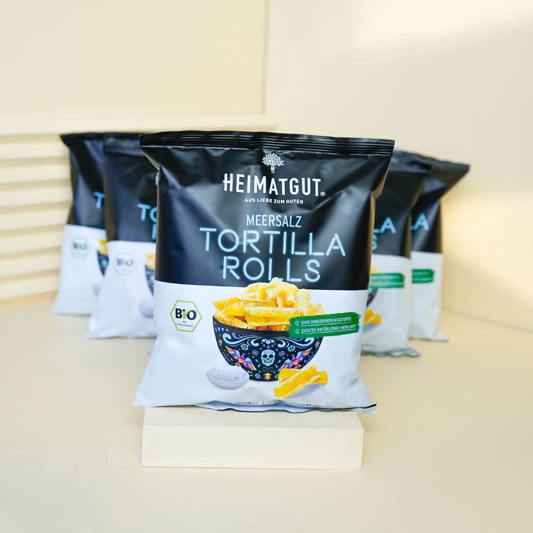 Bio Tortilla Rolls Meersalz - Heimatgut® Endlich besser Snacken! Immer Bio. Immer Vegan. Immer natürlich, Niemals künstlich.