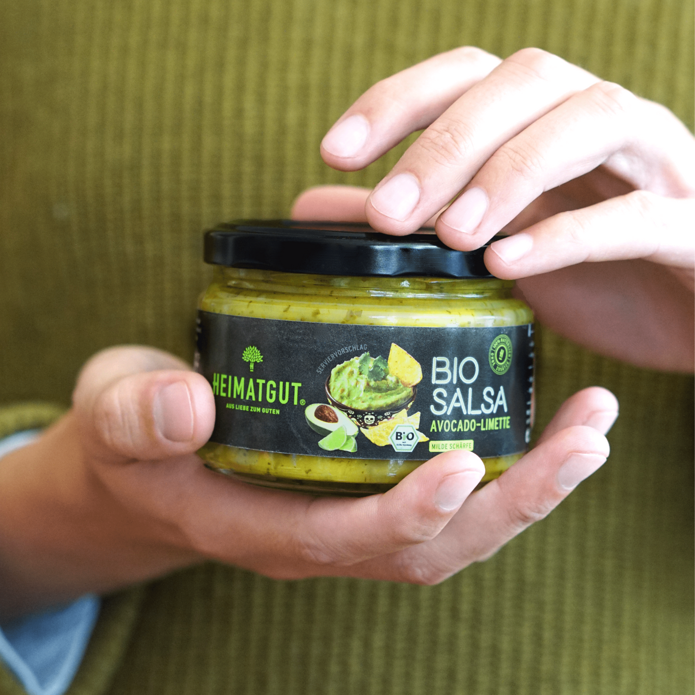 Bio Salsa Dip Avocado-Limette (mild) - Heimatgut® Endlich besser Snacken! Immer Bio. Immer Vegan. Immer natürlich, Niemals künstlich.