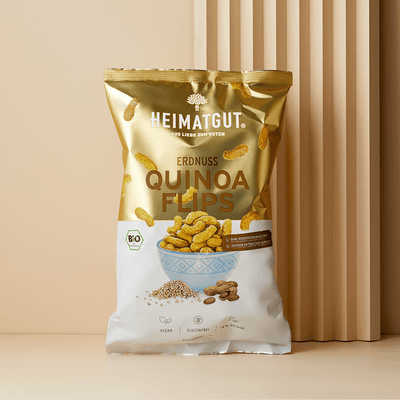 BIO Erdnuss-Quinoa Flips - Heimatgut® 100% Natürliche Snacks – Bio, Vegan, Frei von Zusatzstoffen