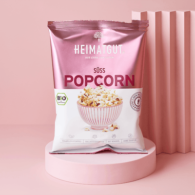 BIO Popcorn Süß - Heimatgut® 100% Natürliche Snacks – Bio, Vegan, Frei von Zusatzstoffen