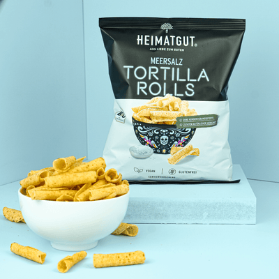 BIO Tortilla Rolls Meersalz - Heimatgut® 100% Natürliche Snacks – Bio, Vegan, Frei von Zusatzstoffen