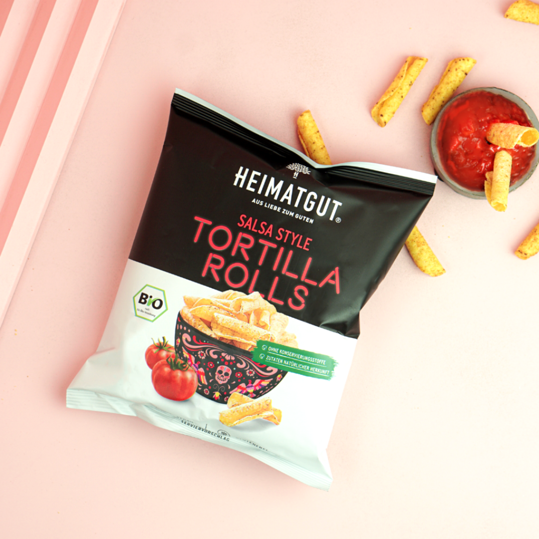 BIO Tortilla Rolls Salsa Style - Heimatgut® 100% Natürliche Snacks – Bio, Vegan, Frei von Zusatzstoffen